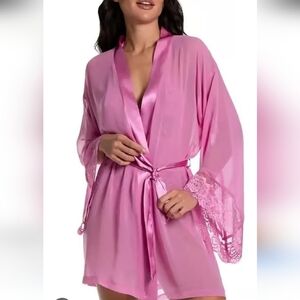 IN BLOOM By Jonquil Juliet Wrap Sheer Robe Lace Detail In Orchid. Size XL NWT
